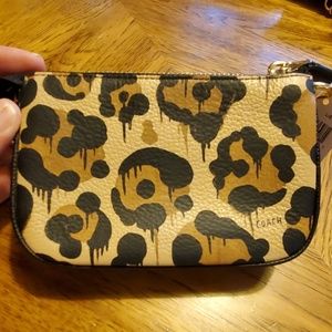 Coach Leather leopard print clutch